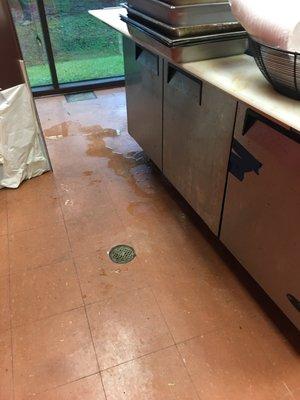 Water still leaking out of the bottom of the cooler after I was told it was just a clogged drain pipe. I paid 150.00 to be left with this.