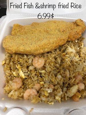 Shrimp fried and fried fish