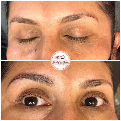 Brow wax and tint and lash lift and tint