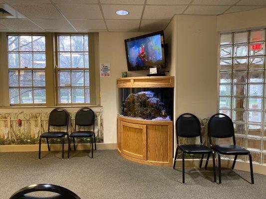 Socially distanced, sanitizer and masks in place by friendly staff