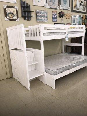 White bunk bed.