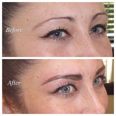 Microbladed brows add such dimension to her face creating a whole new look!