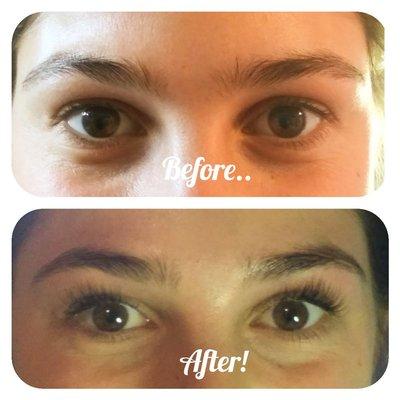 Natural Eyebrow shaping and Eyelash Extensions.