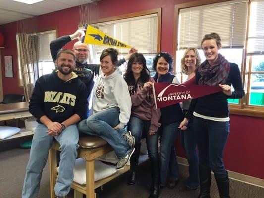 Our Staff from L to R: Ben Kingan, DPT, Rod Michel, PTA, Kaitlin Macker, Tonia Howe, PTA, Rhonda Kalvig, Jenny Wood, Alena Ori, DPT.