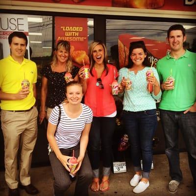 George Fox Portland Center employees visiting 7-11 on 7/11. Good times.