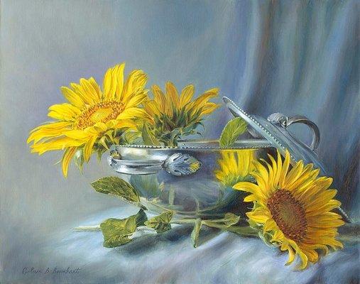 "Bowl of Sunflowers" 16"x20" oil on canvas by Coleen B. Barnhart