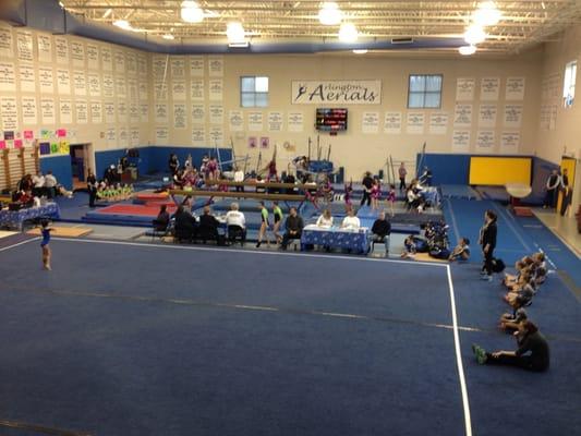 Gymnastics meet set up