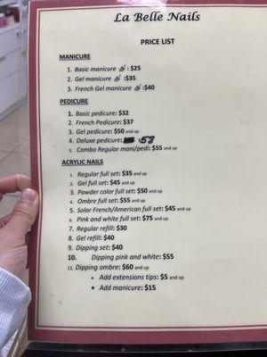 Price list