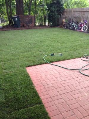 New sod and patio installation