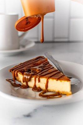 Mexican Cheesecake, drizzled with dulce de leche