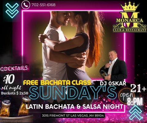 Todos Los Domingos Noches de Bachata y Latino Mix  21+ puertas abren a las 10:pm