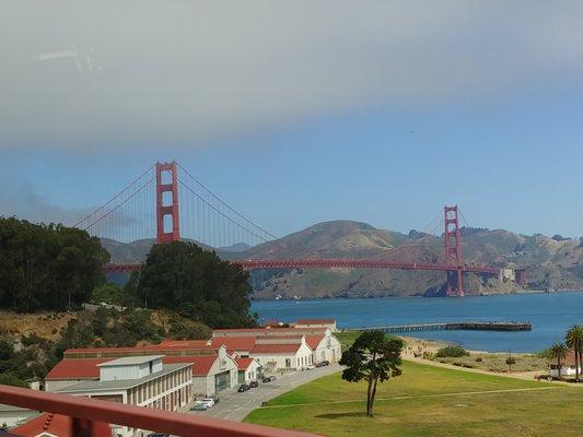 Golden Gate Bridge view near The Presidio via group van tour Cary arranged