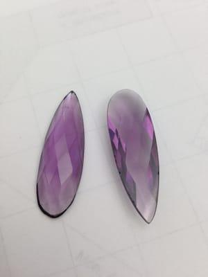 12x 39mm One Side Checker and One Side Flat Amethyst