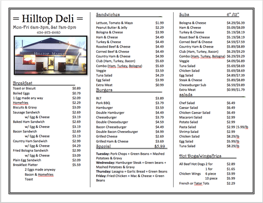 Our Menu!