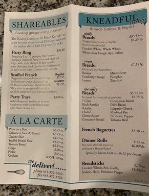 Shareables, A La Carte, and Kneadful!