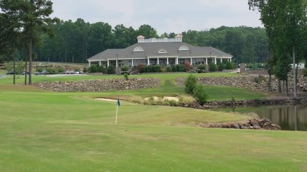 View  of clubhouse from the 18th fairway (a par 5 with 3rd shot over water)