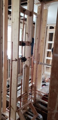 shower , water lines (copper)