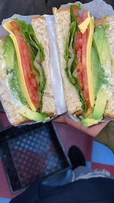 Lettuce tomatoes avocado and cheese