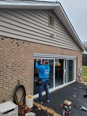 Caulking new sliding glass door