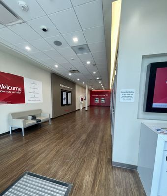 Tellerless bank location lobby