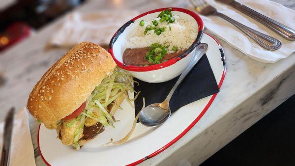 Surf n turf po boy & ham bone Ted beans and rice