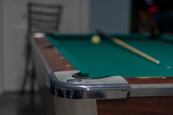 Pool table in basement