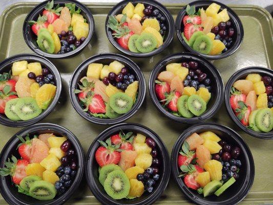 Meal Prep - Colorful and Fresh Fruit Salads for an office meeting.