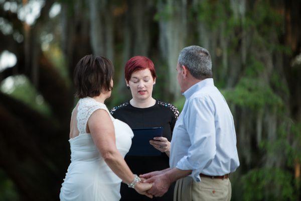 City Park elopement at sunset in City Park, New Orleans.