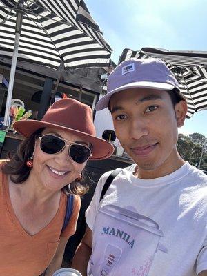 Loving our newly purchased Burnt Henna fedora hat and lavender cap from The Brixton Encinitas Store