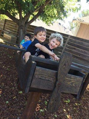 The kids love this wooden airplane!