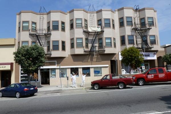 GEARY STREET APARTMENTS AFTER WORK PHOTO. WE INSTALLED 30 FIBER GLASS. WINDOWS ALSO