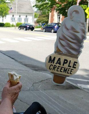 Sign out front advertising ice cream.