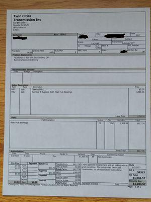 Twin Cities invoice.