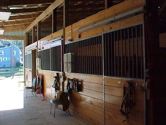 Inside the stall barn/indoor arena