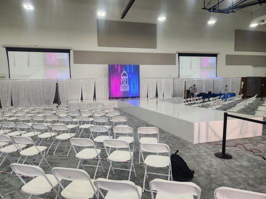 White costum stage with LED screen