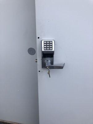 Keypad lock installed