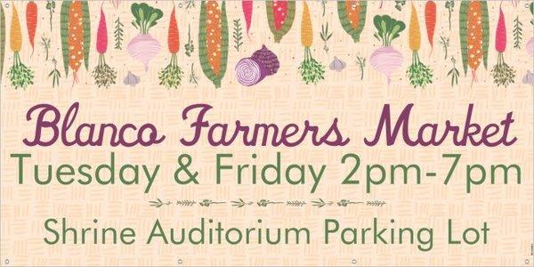 Blanco Farmers Market every Tuesday & Friday 2pm-7pm @ San Antonio Shrine Parking Lot