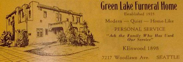 Green Lake Funeral Home ad 1930s