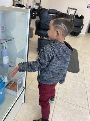 Ready with his haircut!