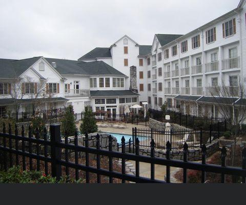 This is the pool area of the courtyard Marriott