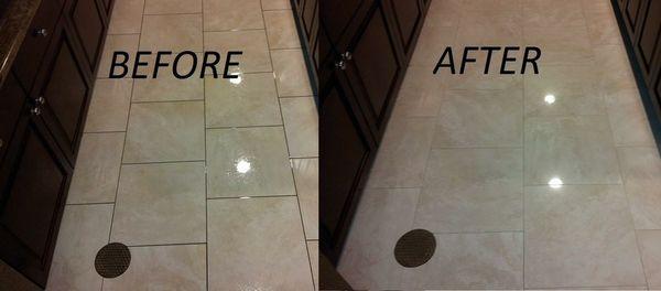 Cleaned, polished, and sealed travertine