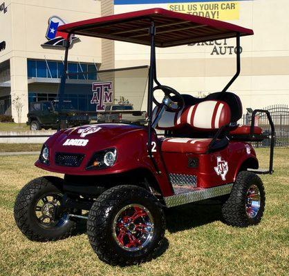 Custom Texas A&M Aggie Golf Cart.  Call Today to build your Dream Cart!