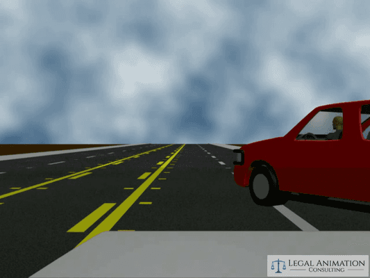 This animation showcases a traffic accident caused by an inattentive driver who initiated an unannounced u-turn on a major highway.