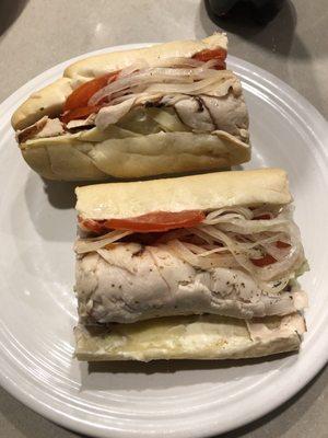 Half of turkey and Swiss (cut in half to eat).