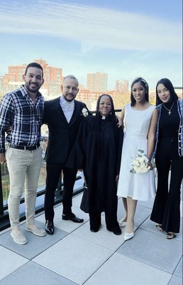 Simply civil ceremony at my rooftop apartment.