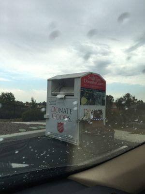 Only a donation box in the church parking lot. You will not get a donation receipt.