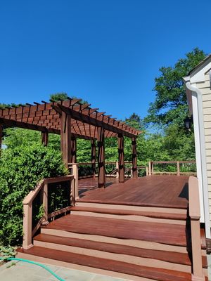 Deck flooring and pergola stain