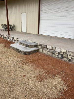 Hackett stone wall and steps with concrete cap concrete cap installed in Elk City Oklahoma