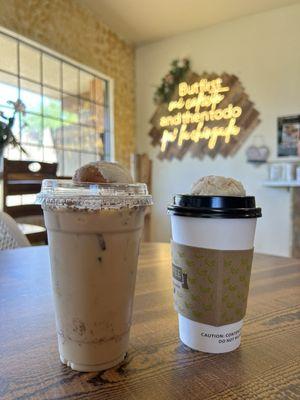 Iced churro latte and horchata latte