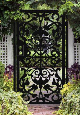 Wrought iron look Tuscan design gate.